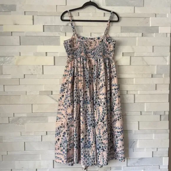 A PEA IN THE POD Smocked Spaghetti Strap Poplin Maternity Maxi Sun Dress S - Picture 3 of 8